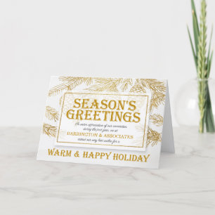 Business Season's Greetings Golden Pines Custom Holiday Card