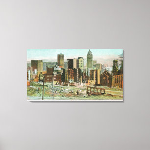 Business Section in Ruins After Fire Canvas Print