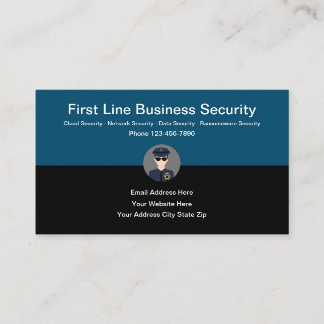 Business Security Services Modern Design Business Card (Front)