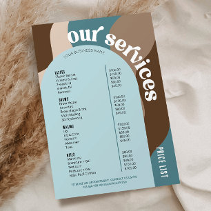 Business Services Price List Trendy Retro Neutrals
