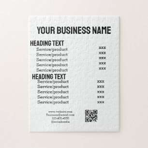 Business services products price list menu card jigsaw puzzle