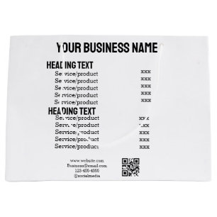 Business services products price list menu card large gift bag