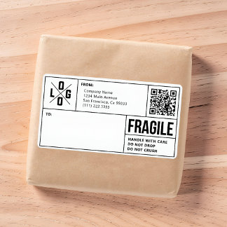 Business Shipping Logo QR Code Fragile Warning