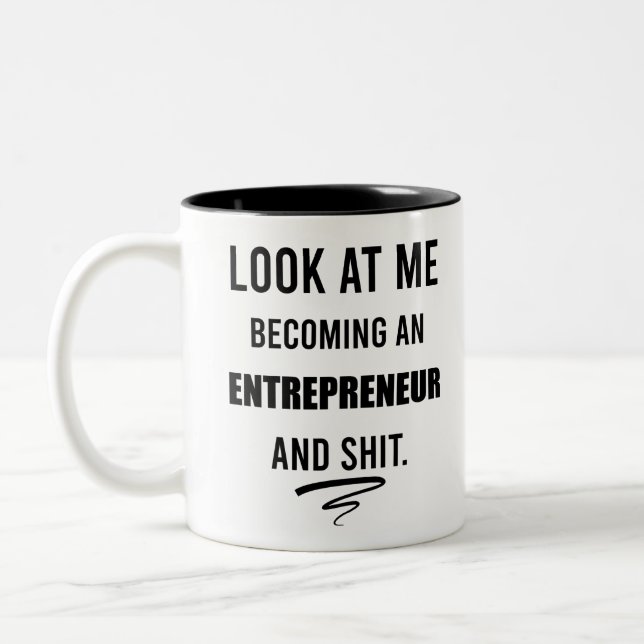 Business Shirt Leadership Shirt Funny Entrepreneur Two-Tone Coffee Mug (Left)