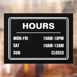 Business Shop Hours of Operation Black