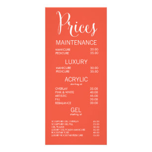 Business Shop Menu Price List Cards Rack Card