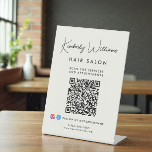 Business Signature Script Monogram QR Code Pedestal Sign