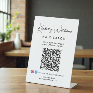 Business Signature Script Monogram QR Code Pedestal Sign