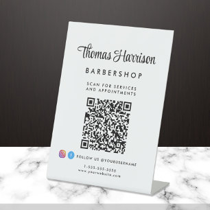 Business Signature Script QR Code Pedestal Sign