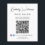Business Signature Script QR Code Promotional Flyer<br><div class="desc">Chic promotional flyer for your business featuring your name in a stylish signature script and business type below in simple modern typography. Input your website address to create a QR code for customers and clients to scan for appointments, products, services, hours, etc. Add your instagram and facebook handle for customers...</div>
