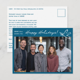 Business Simple Dove CUSTOM PHOTO ChristmasHoliday Postcard