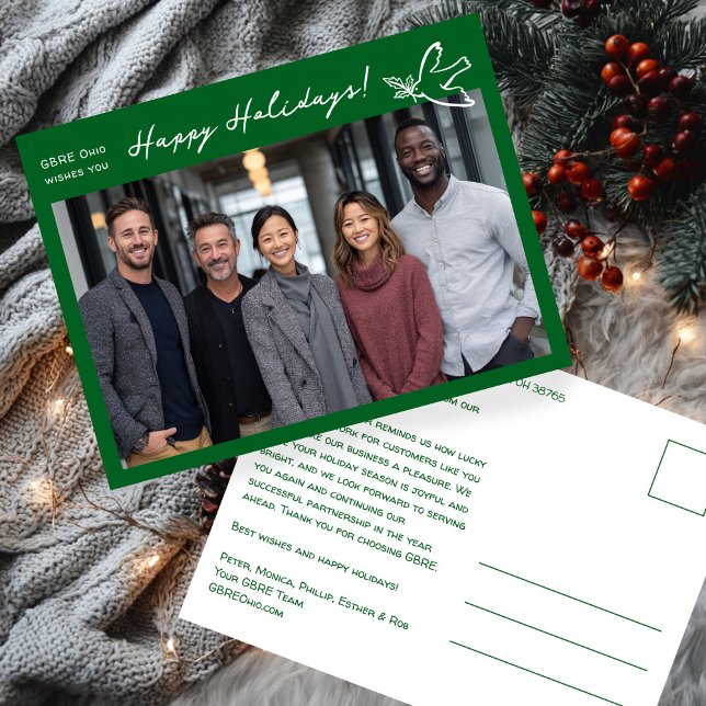 Business Simple Dove CUSTOM PHOTO ChristmasHoliday Postcard (Business Simple Dove CUSTOM PHOTO Corporate Christmas Holiday Postcard
)