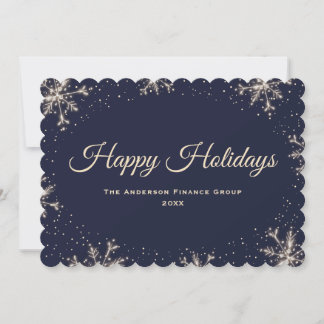 Business Snowflakes Blue Holiday Card
