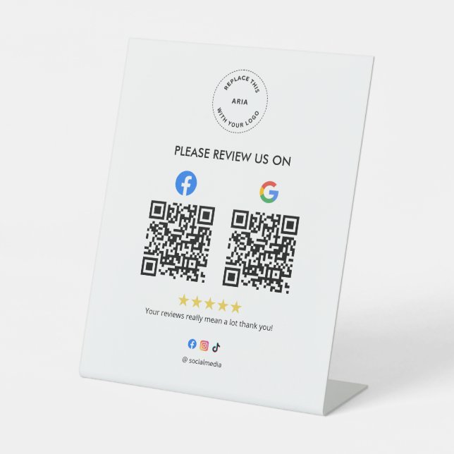 Business Social Review Pedestal Sign with Qr Code (Front)