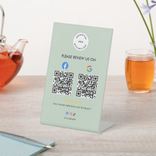Business Social Review Pedestal Sign with Qr Code