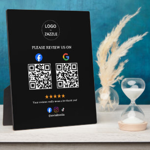 Business Social Review with Qr Code Plaque