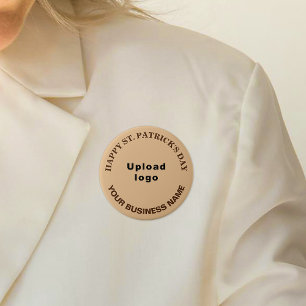 Business St. Patrick Greeting on Light Brown Round 7.5 Cm Round Badge