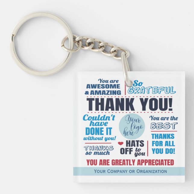 Business Staff Customer Thank You Appreciation Key Ring (Front)