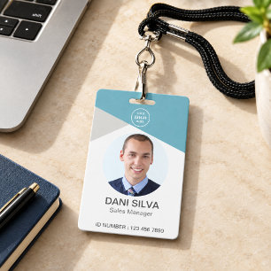 Business Staff Employee Uniform Photo Barcode ID Badge