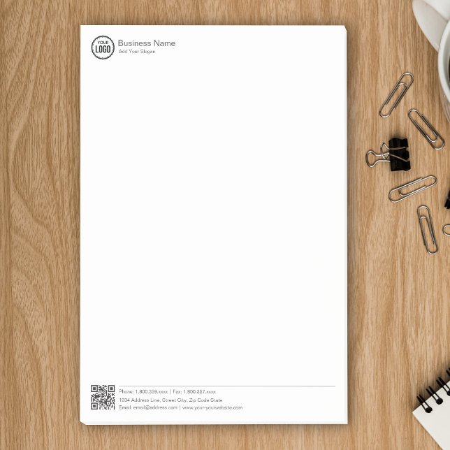 Business Stationary Template With Logo And QR Code Post-it Notes (Creator Uploaded)