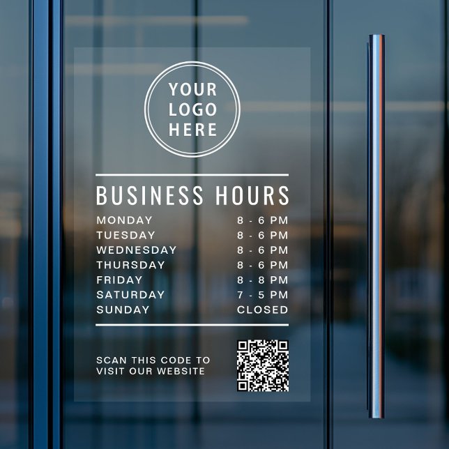 Business Store Hours QR Code Logo (Business Store Hours QR Code Logo Window Cling)
