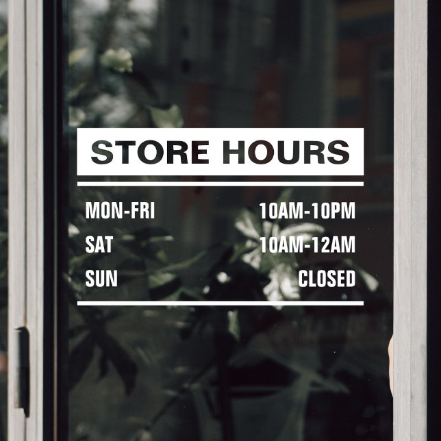 Business Store Shop Hours of Operation (Business Store Shop Hours of Operation Window Cling)