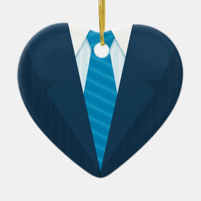 Business suit & tie ceramic tree decoration (Front)