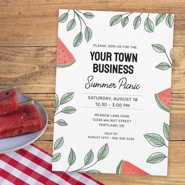 Business Summer Picnic Watermelon Invitation (Creator Uploaded)