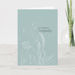 Business Sympathy Condolences Teal Soft Flowers Card