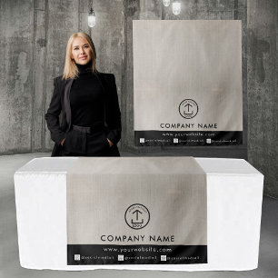 Business Table Runner Banner Linen Logo Social Tapestry