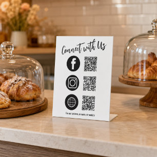 Business Tabletop QR Code Simple Social Media Pedestal Sign