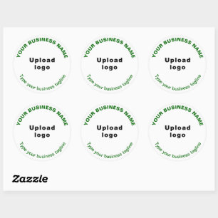 Business Tagline Green Texts on White Classic Round Sticker