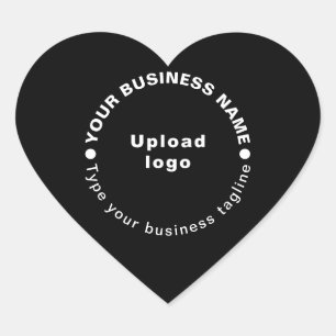 Business Tagline on Black Heart Shape Sticker