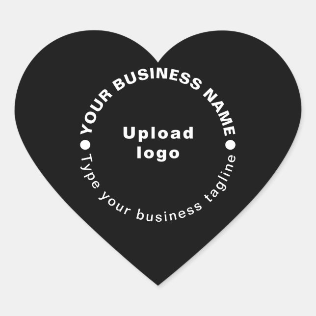 Business Tagline on Black Heart Shape Sticker (Front)