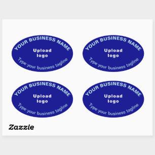 Business Tagline on Blue Oval Shape Sticker