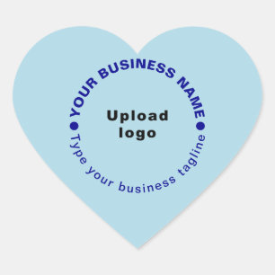 Business Tagline on Light Blue Heart Shape Sticker