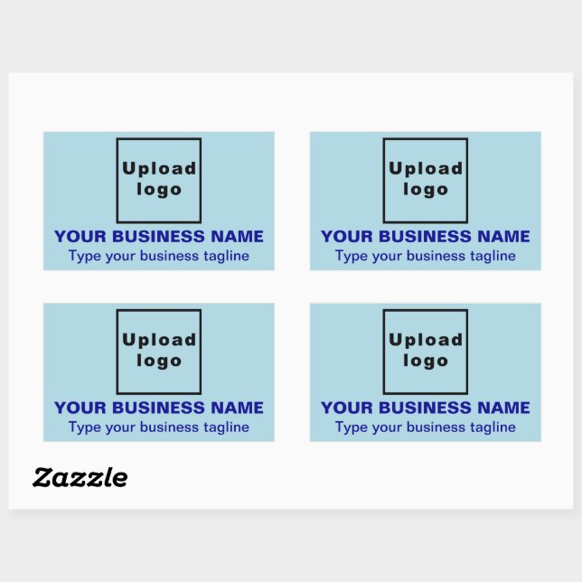 Business Tagline on Light Blue Rectangle Sticker (Sheet)