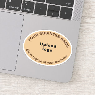Business Tagline on Light Brown Oval Shape Vinyl