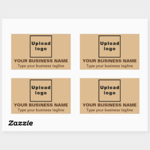 Business Tagline on Light Brown Rectangle Sticker