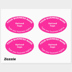 Business Tagline on Pink Oval Shape Sticker