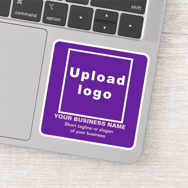 Business Tagline on Purple Square Vinyl Sticker (Detail)