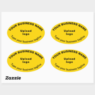 Business Tagline on Yellow Oval Shape Sticker
