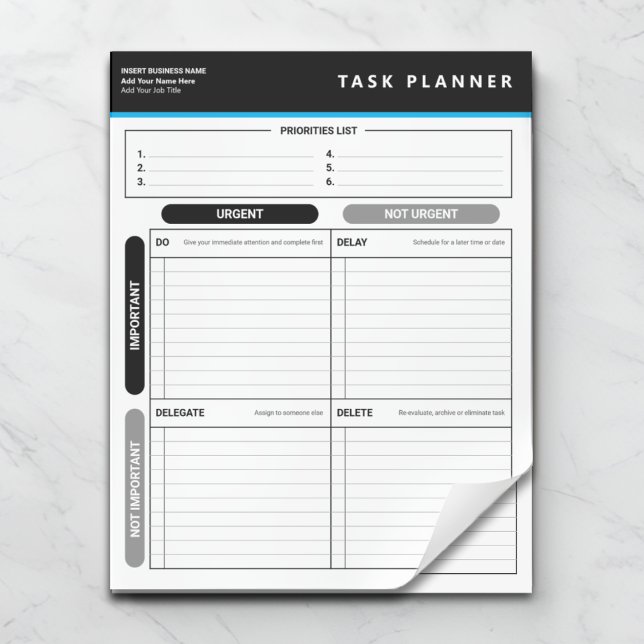 Business Task Planner Priority Matrix Notepad (Creator Uploaded)