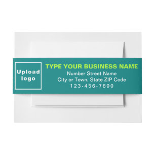 Business Teal Green Landscape Format Invitation Belly Band