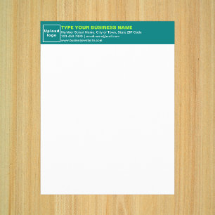 Business Teal Green Letterhead on Paper Sheet