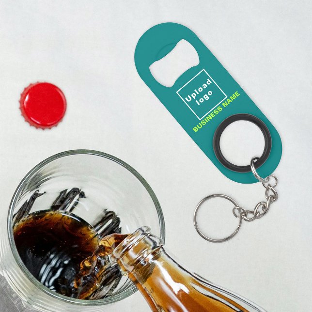 Business Teal Keychain and Bottle Opener (Your business name and logo on teal green bottle opener with keychain.)