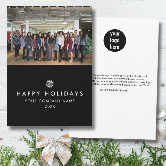 Business Team Photo Logo Photo Christmas Card (Business Team Photo Logo Photo Christmas Card)