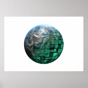 Business Technology Global Network with Futuristic Poster