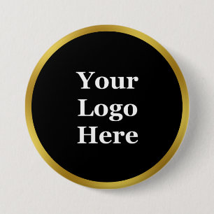Business Template Black & Gold Your Logo Here 7.5 Cm Round Badge