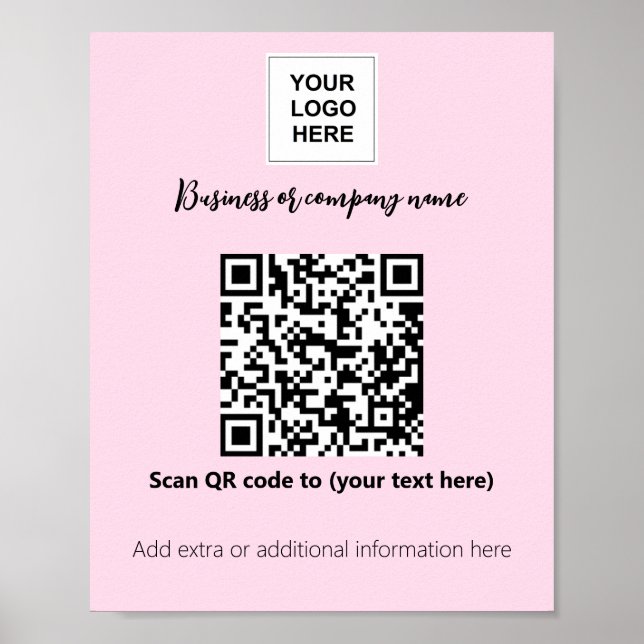 Business template Pink Blush logo qr code Poster (Front)